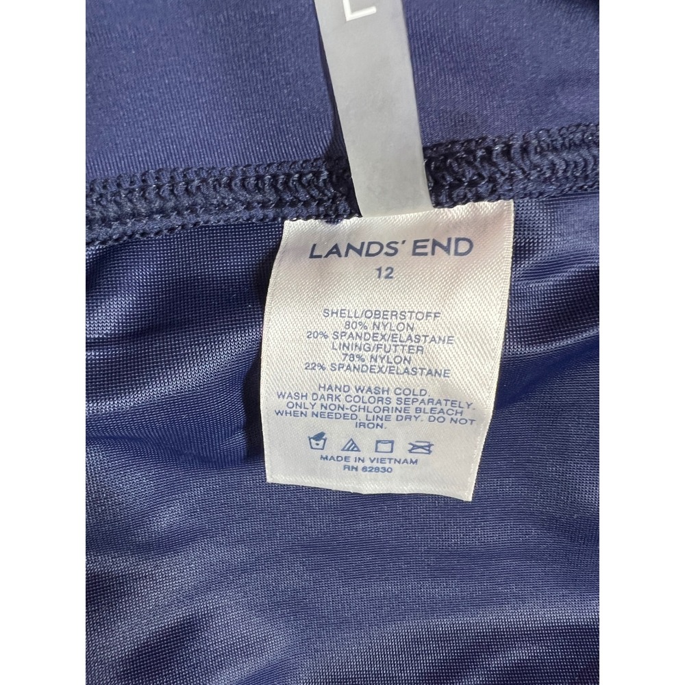 Lands End Womens Navy Blue Solid Swim Skirt with Brief Bottom Size 12 - Picture 2 of 7